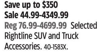 Canadian Tire Selected rightline suv and truck accessories offer