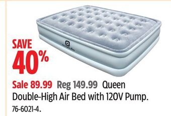 Canadian Tire Outbound queen double-high air bed with 120v pump offer