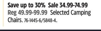 Canadian Tire Coleman selected camping chairs offer
