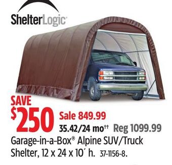 Canadian Tire Shelterlogic garage-in-a-box alpine suv/truck shelter, 12 x 24 x 10' h offer
