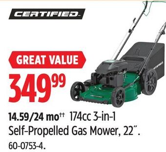 Canadian Tire Certified 174cc 3-in-1 self-propelled gas mower, 22˝ offer