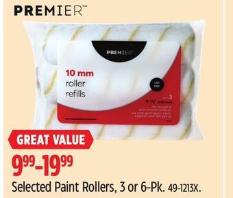 Canadian Tire Premier selected paint rollers, 3 or 6-pk offer