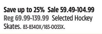 Canadian Tire Selected bauer hockey skates offer