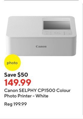Staples Canon selphy cp1500 colour photo printer - white offer