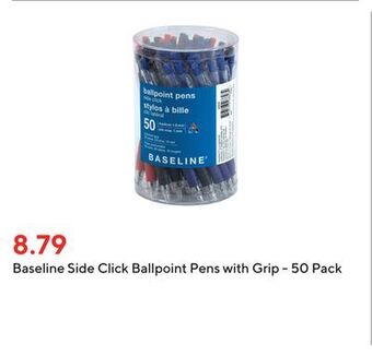 Staples Baseline side click ballpoint pens with grip - 50 pack offer