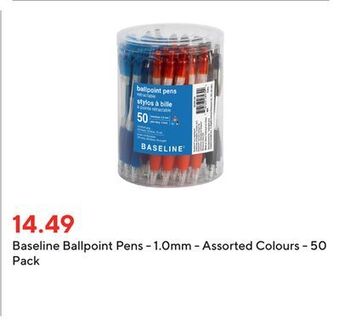 Staples Baseline ballpoint pens - 1.0mm - assorted colours - 50 pack offer