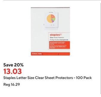 Staples Staples letter size clear sheet protectors - 100 pack offer
