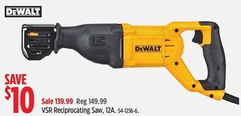 Canadian Tire Dewalt vsr reciprocating saw, 12a offer