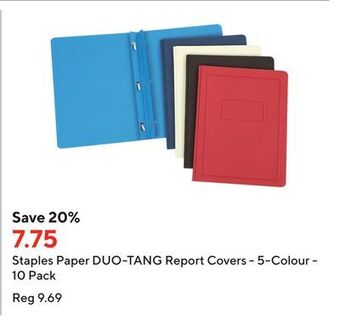 Staples Staples paper duo-tang report covers - 5-colour - 10 pack offer