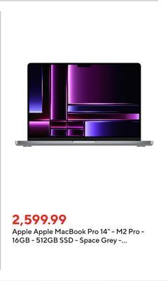 Staples Apple macbook pro 14 - m2 pro - 16gb - 512gb ssd - space grey - english offer