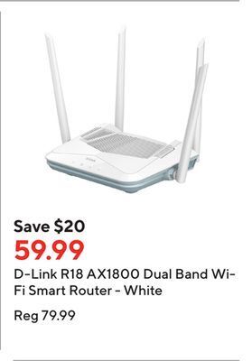 Staples D-link r18 ax1800 dual band wi-fi smart router - white offer