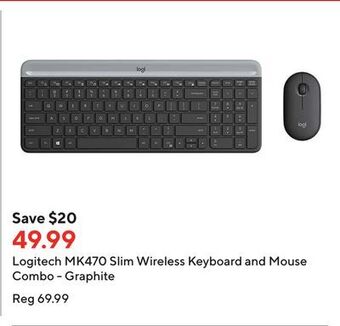 Staples Logitech mk470 slim wireless keyboard and mouse combo - graphite offer
