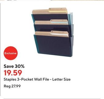 Staples Staples 3-pocket wall file - letter size offer