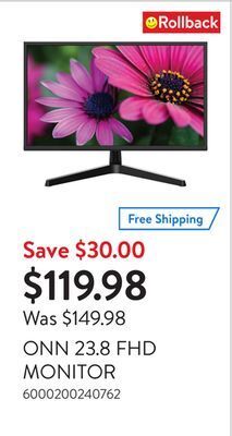 Walmart Onn 23.8 fhd monitor offer