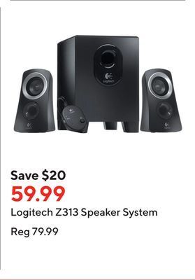 Staples Logitech z313 speaker system offer