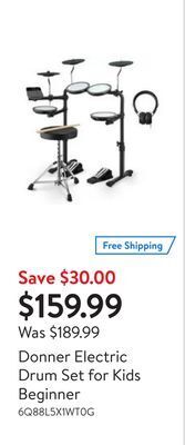 Walmart Donner electric drum set for kids beginner offer