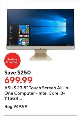 Staples Asus 23.8 touch screen all-in-one computer - intel core i3-1115g4 - 512gb ssd - 8gb ram - windows 11 home offer