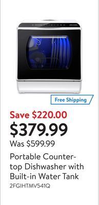 Walmart Portable countertop dishwasher with built-in water tank offer