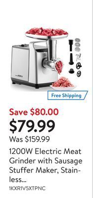 Walmart 1200w electric meat grinder with sausage stuffer maker, stainless steel food processor veggies shredder offer