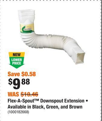 Home Depot Flex-a-spout downspout extension • available in black, green, and brown offer