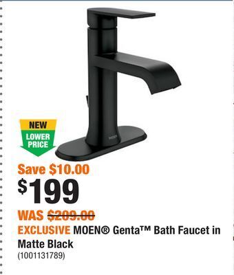 Home Depot Exclusive moen genta bath faucet in matte black offer