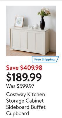 Walmart Costway kitchen storage cabinet sideboard buffet cupboard offer