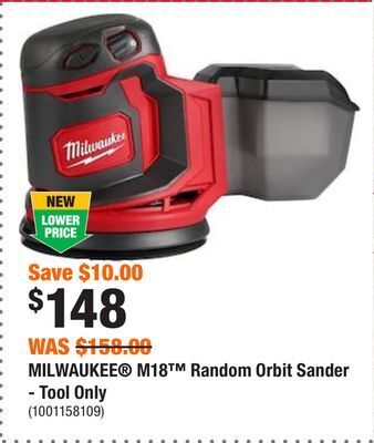 Home Depot Milwaukee m18 random orbit sander - tool only offer