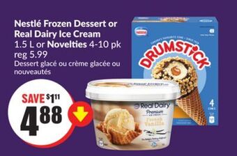 Chalo FreshCo Nestlé frozen dessert or real dairy ice cream 1.5 l or novelties 4-10 pk offer