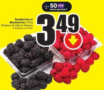 Chalo FreshCo Raspberries or blackberries 170 g product of usa or mexico offer