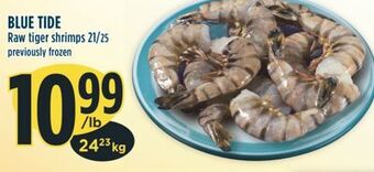 Marché Adonis Blue tide raw tiger shrimps 21/25 previously frozen offer