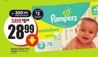 Chalo FreshCo Pampers super pack diapers 48-104 pk offer