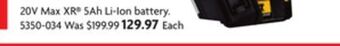 Home Hardware 20v max xr 5ah li-ion battery offer
