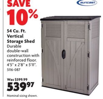 Home Hardware 54 cu. ft. vertical storage shed offer
