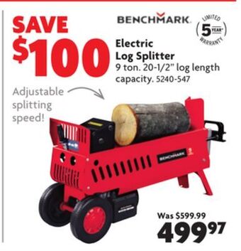 Home Hardware Electric log splitter offer