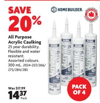 Home Hardware All purpose acrylic caulking offer