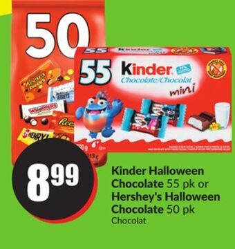FreshCo Kinder halloween chocolate 55 pk or hershey's halloween chocolate 50 pk offer