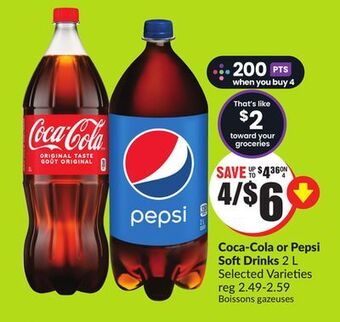 FreshCo Coca-cola or pepsi soft drinks 2 l selected varieties offer