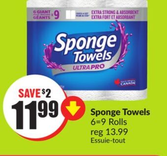 FreshCo Sponge towels 6=9 rolls offer