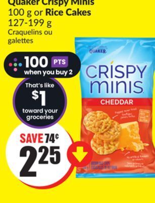 FreshCo Quaker crispy minis 100 g or rice cakes 127-199 g offer