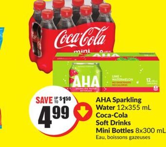 FreshCo Aha sparkling water 12x355 ml coca-cola soft drinks mini bottles 8x300 ml offer