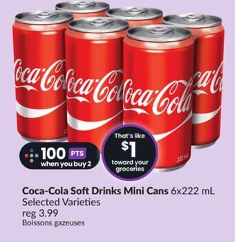 FreshCo Coca-cola soft drinks mini cans 6x222 ml selected varieties offer