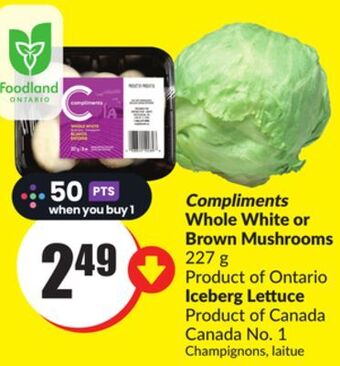 FreshCo Compliments whole white or brown white or brown mushrooms 227 g offer