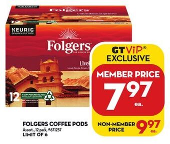 Giant Tiger Folgers coffee pods offer
