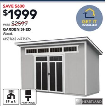 RONA Heartland garden shed offer