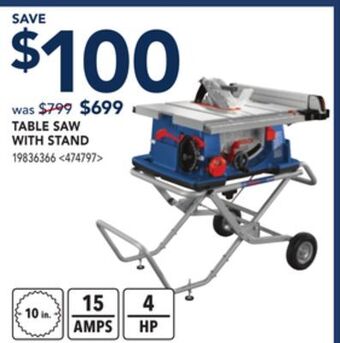 RONA Bosch table saw with stand offer