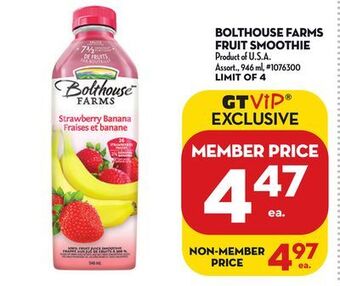 Giant Tiger Bolthouse farms fruit smoothie offer