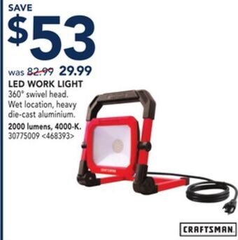 RONA Craftsman led work light 2000 lumens, 400-k offer