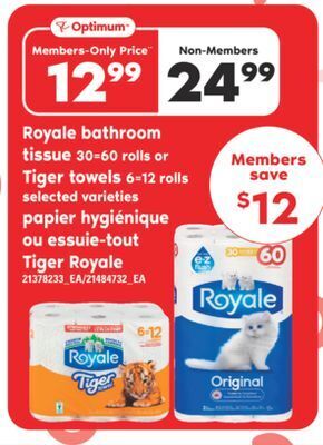 Valu-mart Papier hygiénique ou essuie-tout tiger royale offer