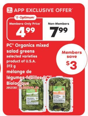 Valu-mart Pc organics mixed salad greens offer