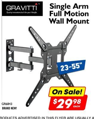 Factory Direct Gravitti 23-55 single arm full motion wall mount offer